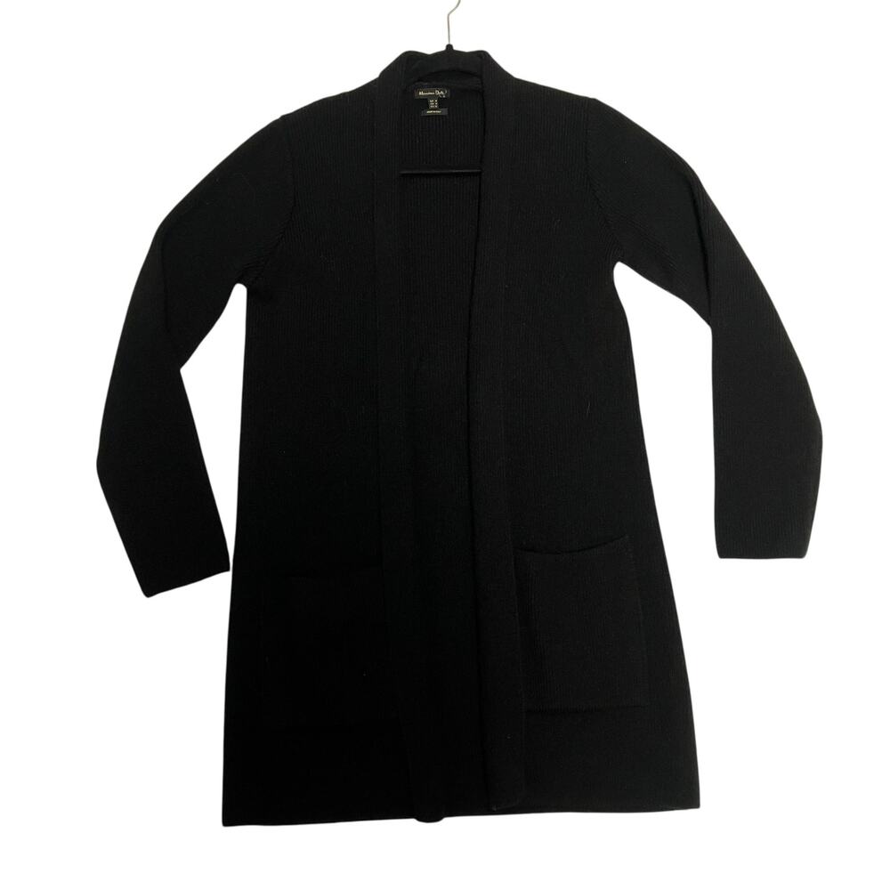 Massimo Dutti Womens Black Wool Blend Cardigan Size Medium